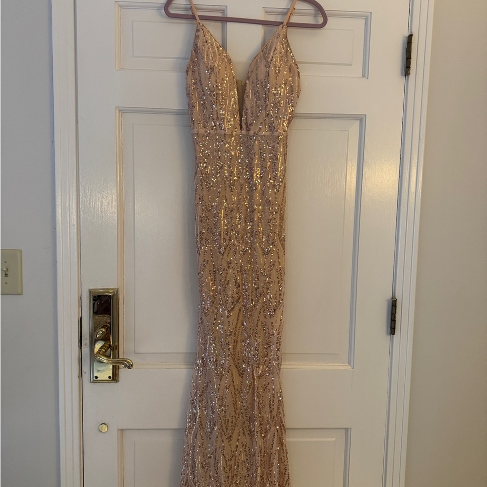 Rose Gold Elegant Sequin Evening Gown